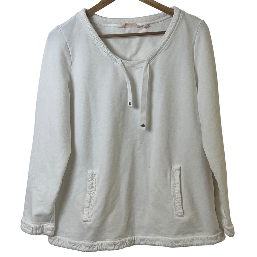 Soft Surroundings White Pull Over V Neck Long Sleeve Shirt‎ Tunic Large Read